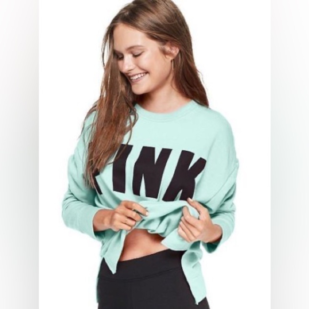 Victoria's Secret PINK Mint Green Sweatshirt Size Large - Picture 2 of 6